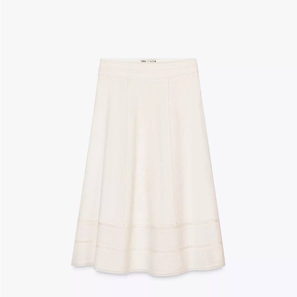Zara Collection NWT White Embroidered Midi Skirt - Women’s